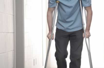 man on crutches